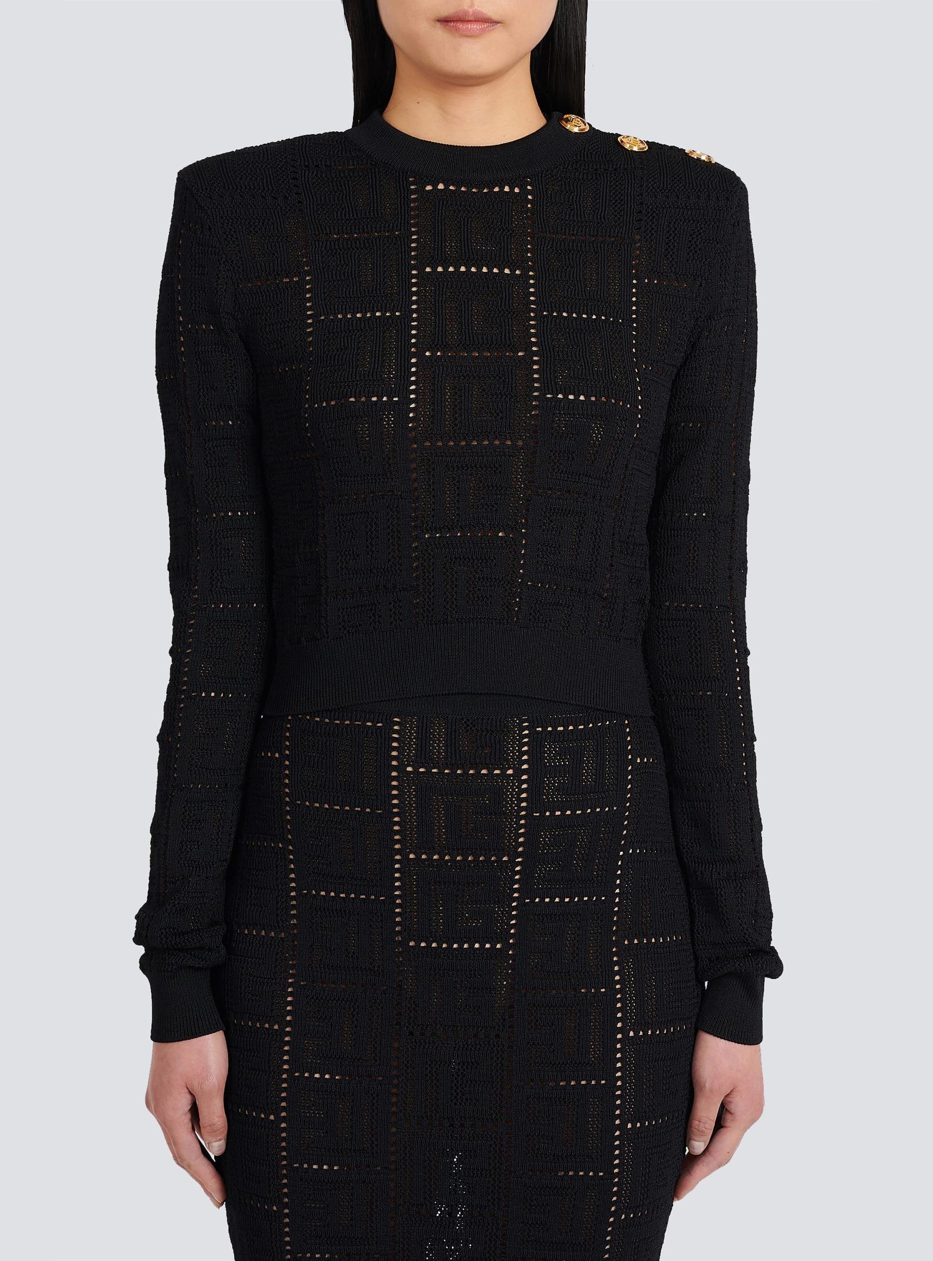 Cropped eco-designed sweater with Balmain monogram Product Image