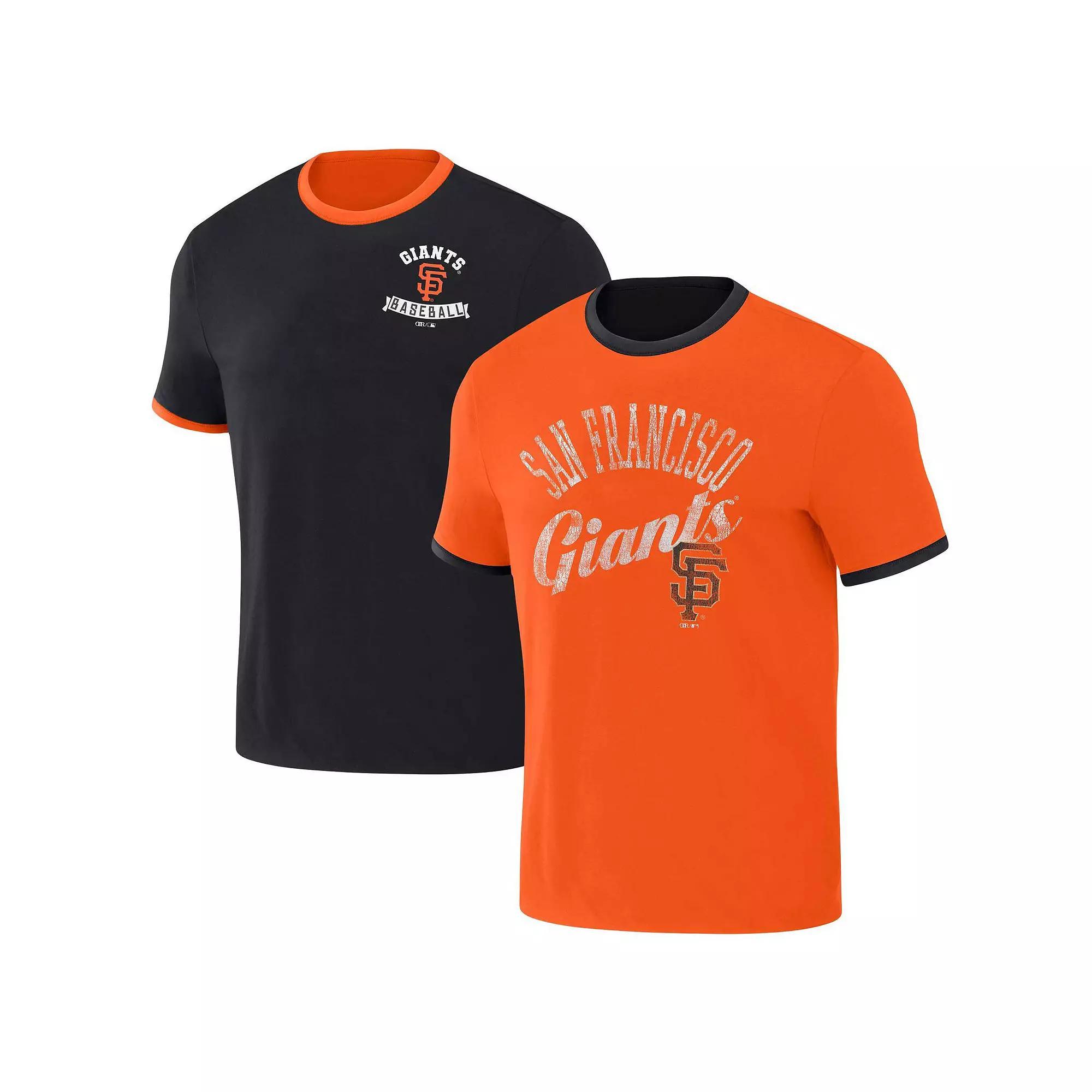 Men's Darius Rucker Collection by Fanatics Black/Orange San Francisco Giants Two-Way Ringer Reversible T-Shirt, Size: Small Product Image