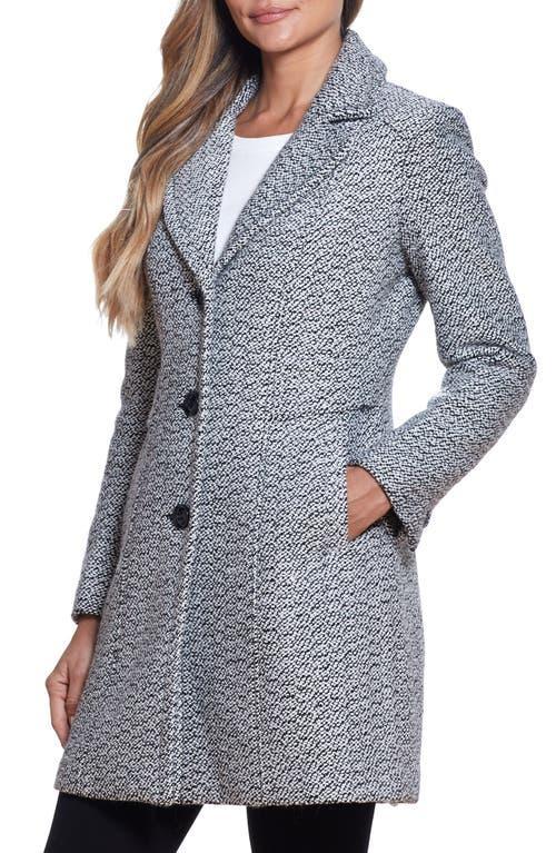 Women's Gallery Wool-Blend Walker Coat, Size: Medium, Black White Product Image