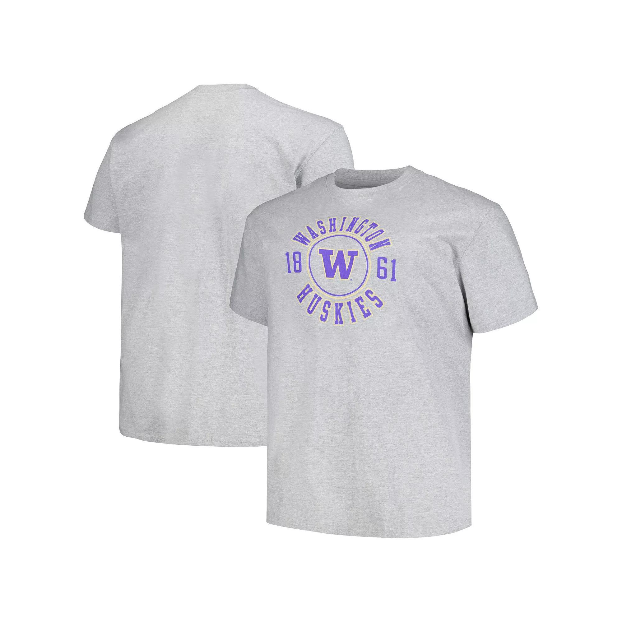 Men's Champion Heather Gray Washington Huskies Big & Tall Circle Logo T-Shirt, Size: 3XB, Grey Product Image