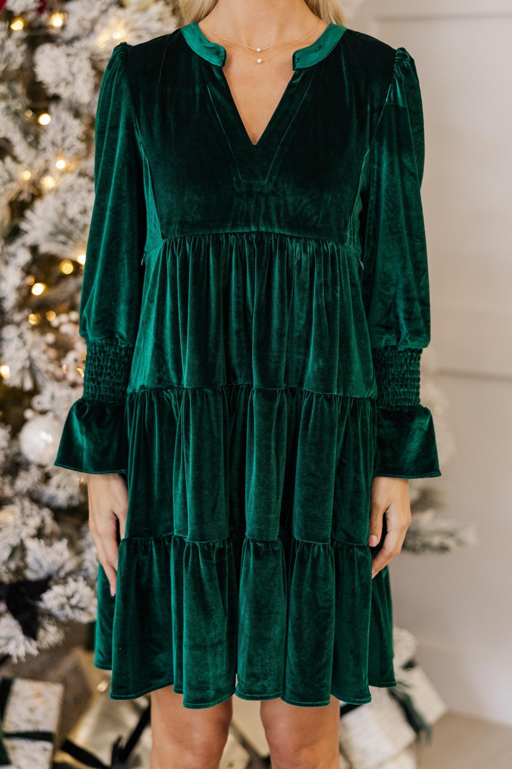 NURSING COLLECTION: In Your Happy Place Emerald Velvet Dress Female Product Image