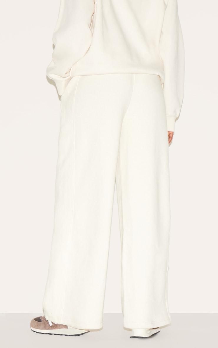 Cream Wide Leg Rib Tape Sweatpants Product Image