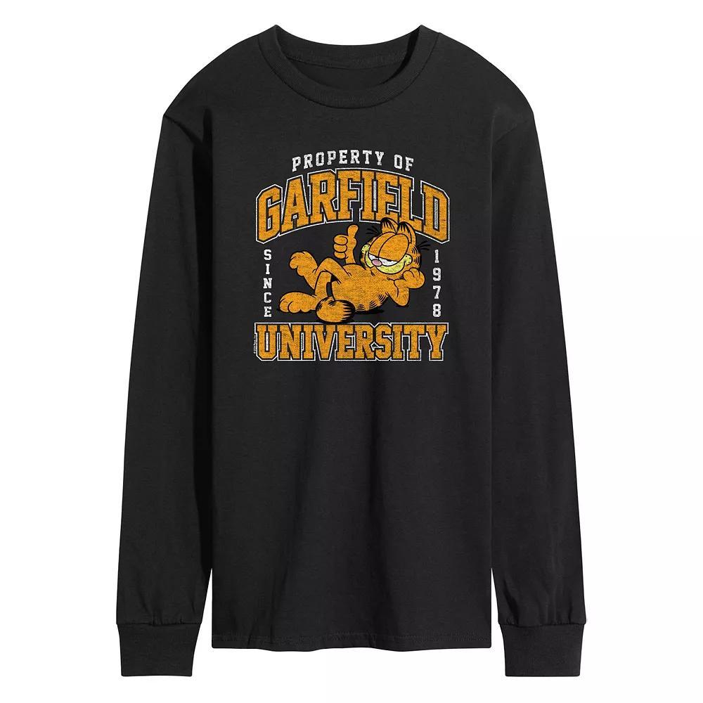 Men's Garfield Varsity Long Sleeve Graphic Tee, Size: Small, Black Product Image