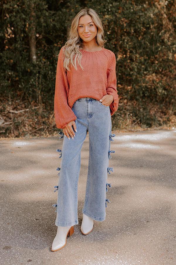 Cozy A La Mode Knit Sweater in Rust Product Image