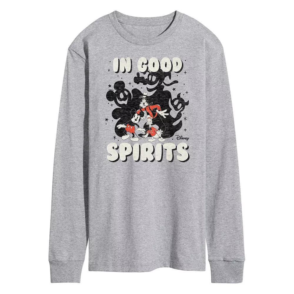 Disneys Mickey Mouse & Friends Mens In Good Spirits Long Sleeve Graphic Tee Product Image