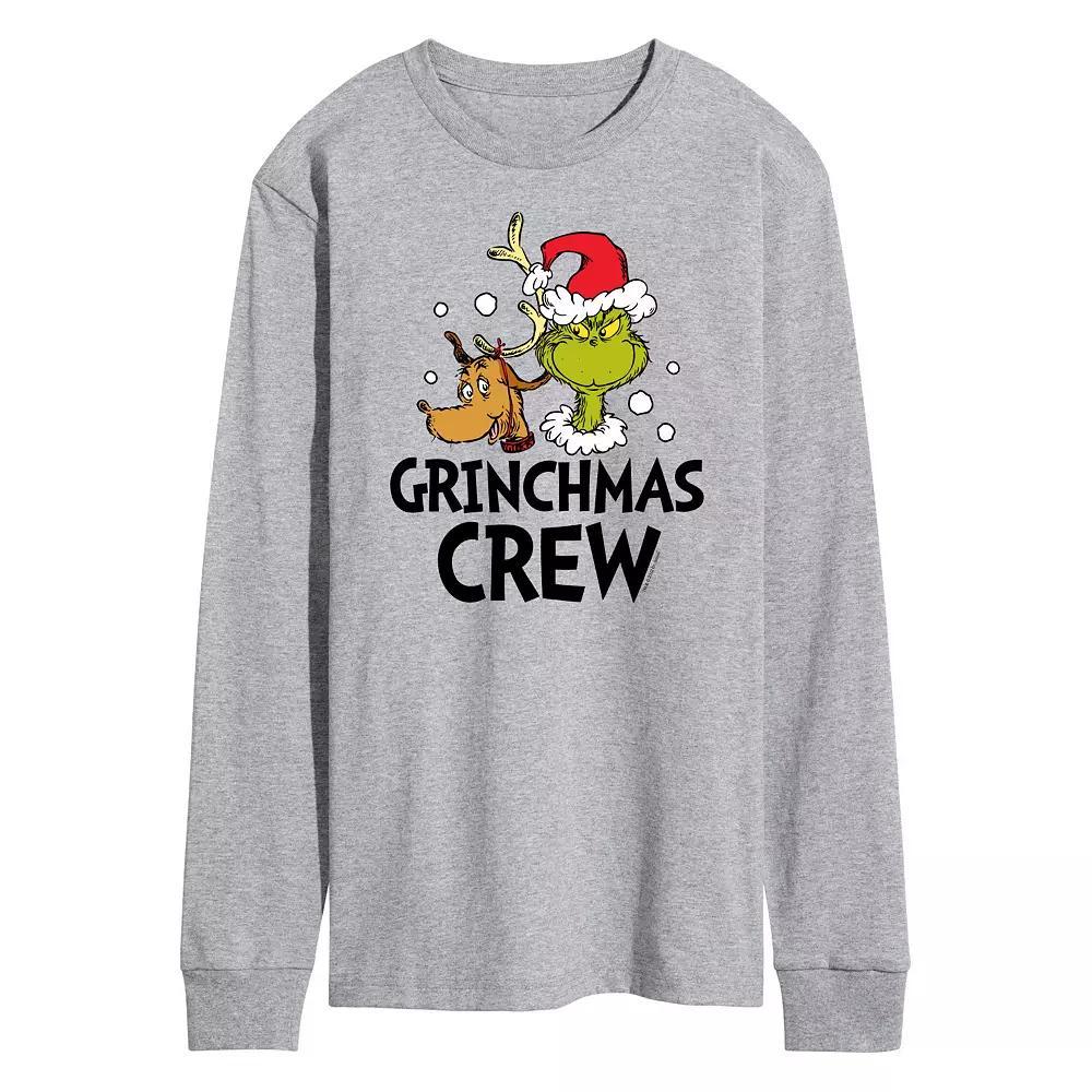 Men's Dr. Seuss Grinch Grinchmas Crew Long Sleeve Tee, Size: Small, Gray Product Image
