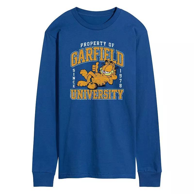 Men's Garfield Varsity Long Sleeve Graphic Tee, Size: Small, Black Product Image