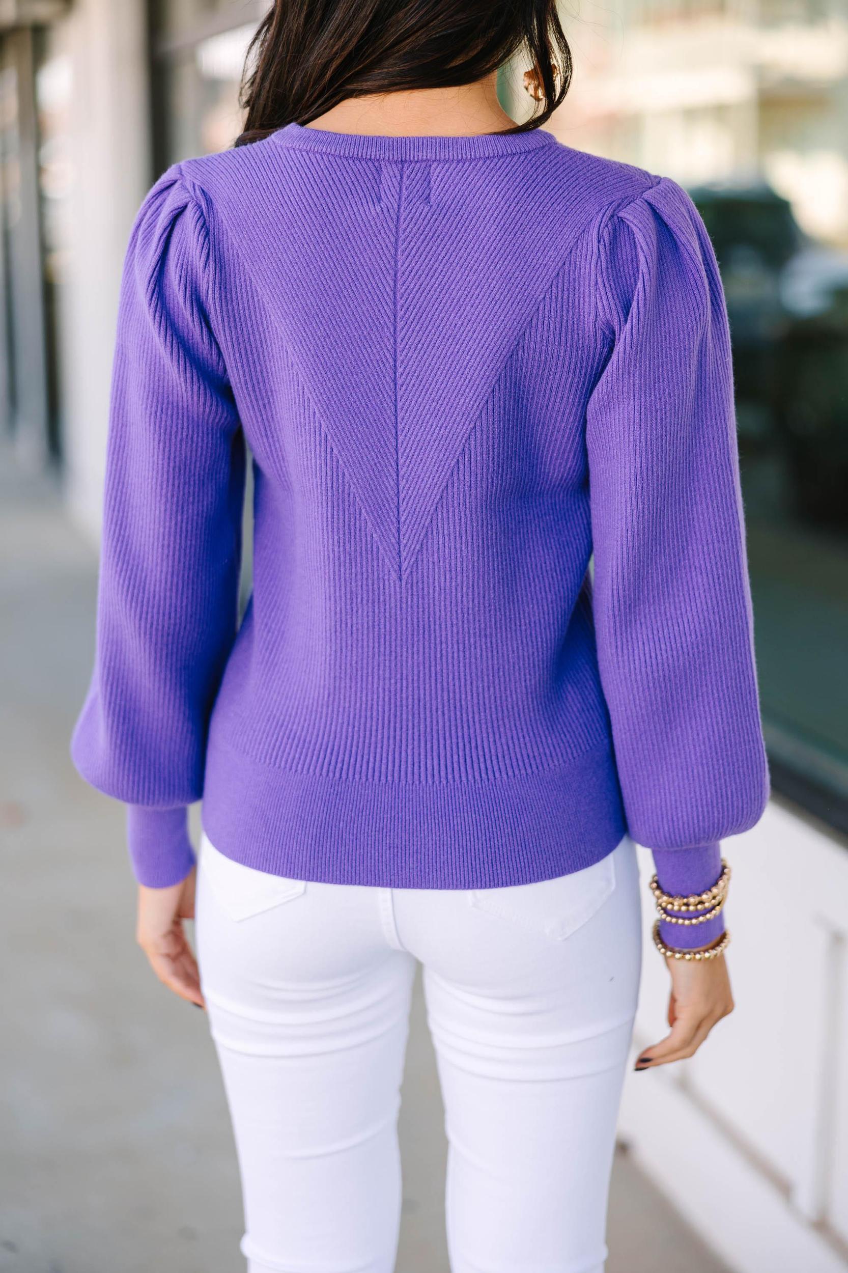 Seek Happiness Lavender Purple Ribbed Sweater Female Product Image