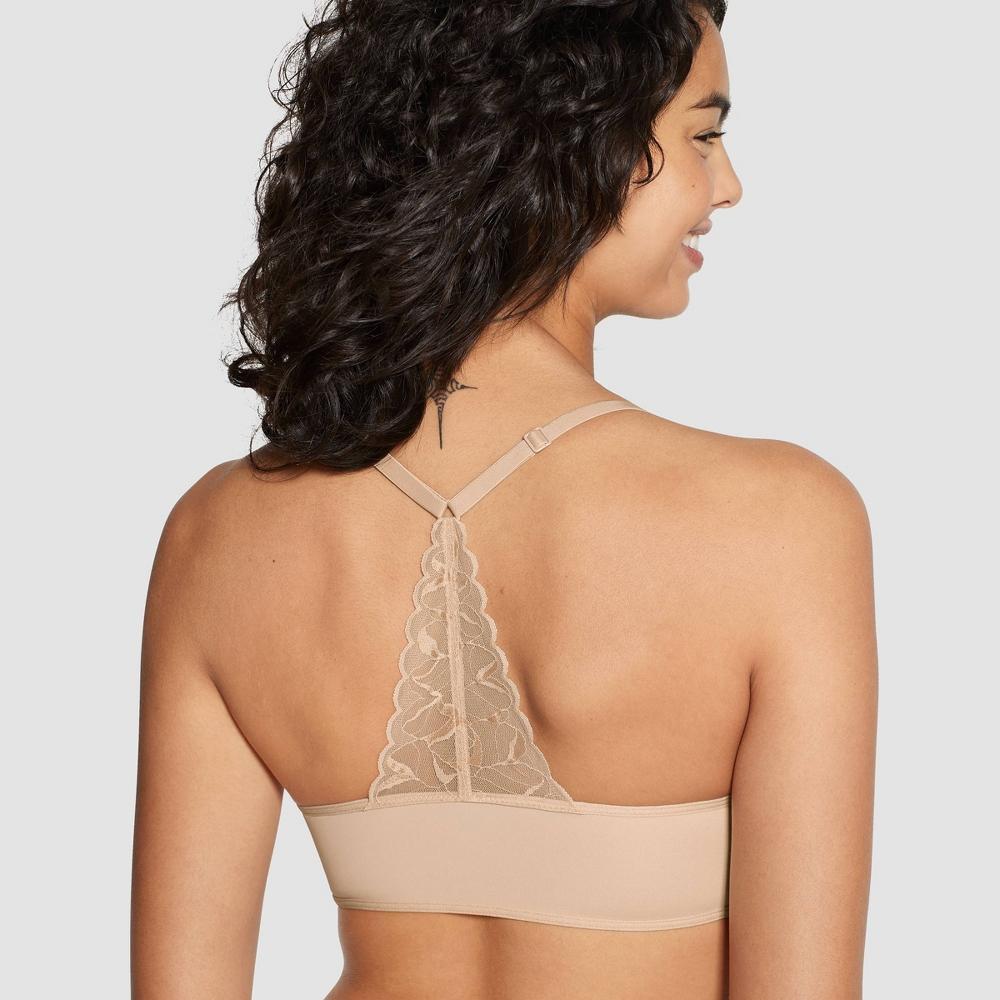 True & Co. Women's Everybody Lace Racerback Bralette - Bare M: Nylon Elastane, V Neck, Adjustable Strap Product Image