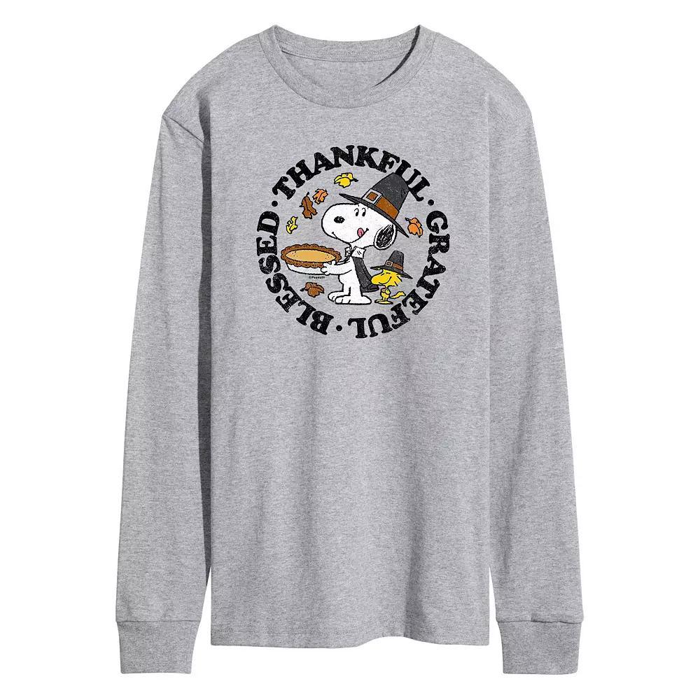 Men's Peanuts Thankful Grateful Blessed Tee, Size: Large, Gray Product Image