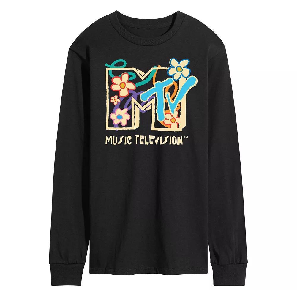 Mens MTV Floral Logo Long Sleeve Graphic Tee Product Image