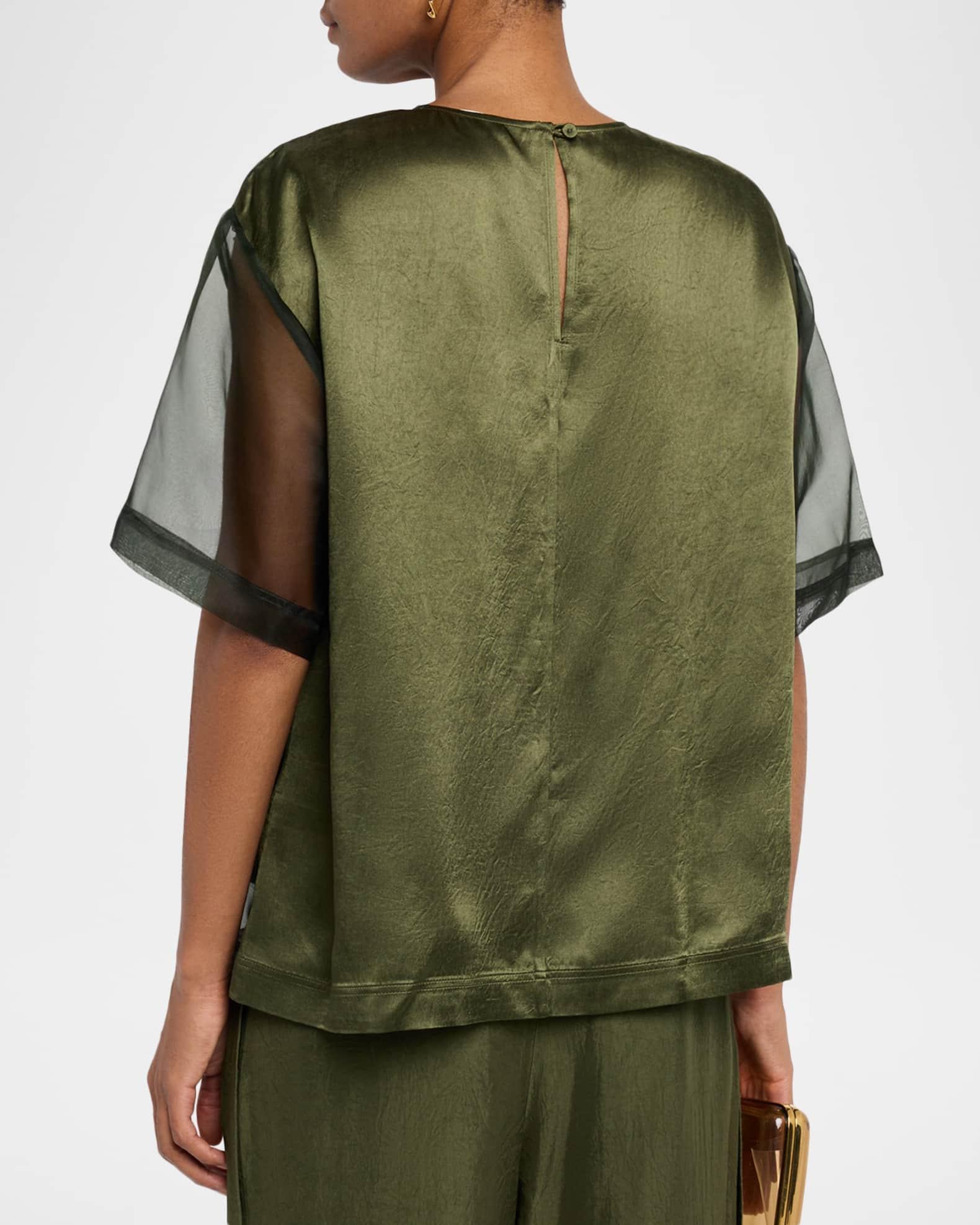 Organza And Crinkled Satin T-Shirt Product Image
