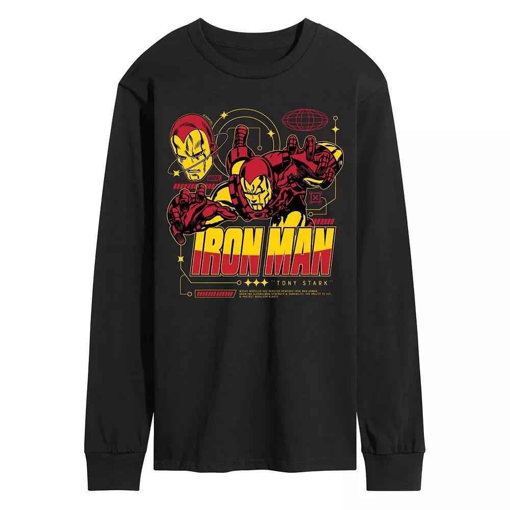 Mens Marvel Iron Man Armor Specs Long Sleeve Graphic Tee Product Image
