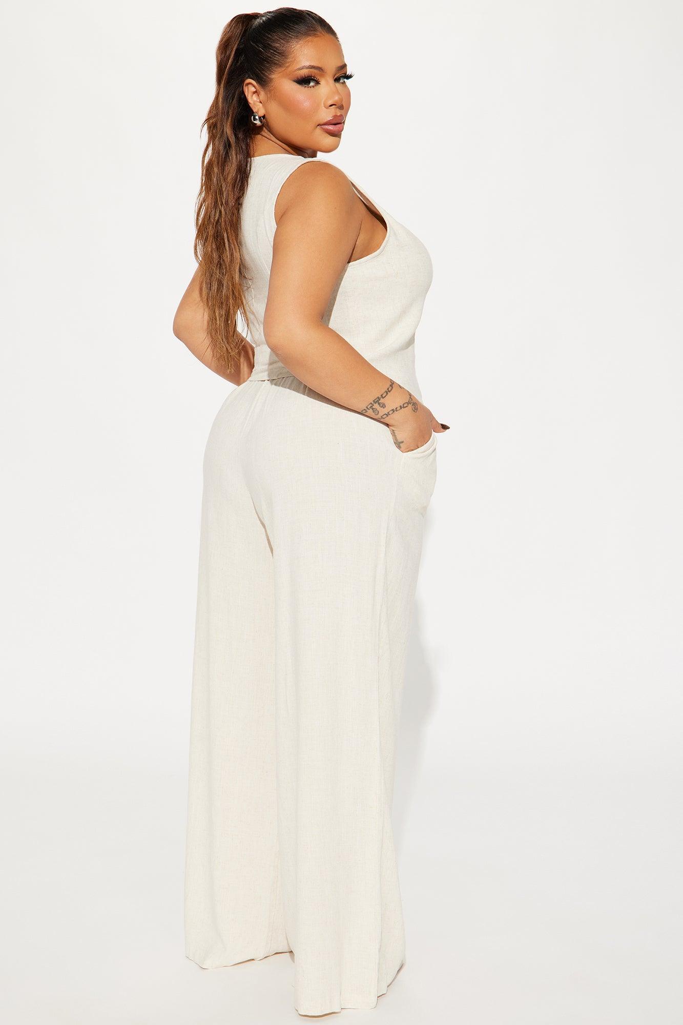 Better Off Linen Pant Set - Khaki Product Image