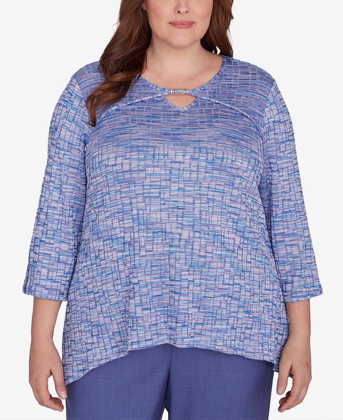 Plus Size Alfred Dunner Space Dye Top, Women's, Size: 2XL, Wisteria Product Image