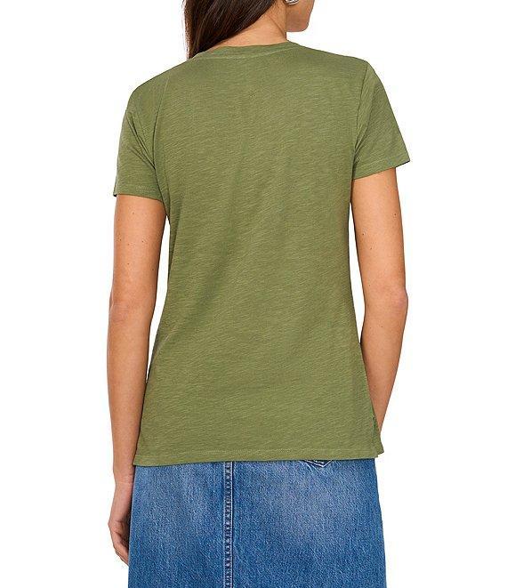 Vince Camuto Knit V Neck Short Sleeve Front Pocket Tee Product Image