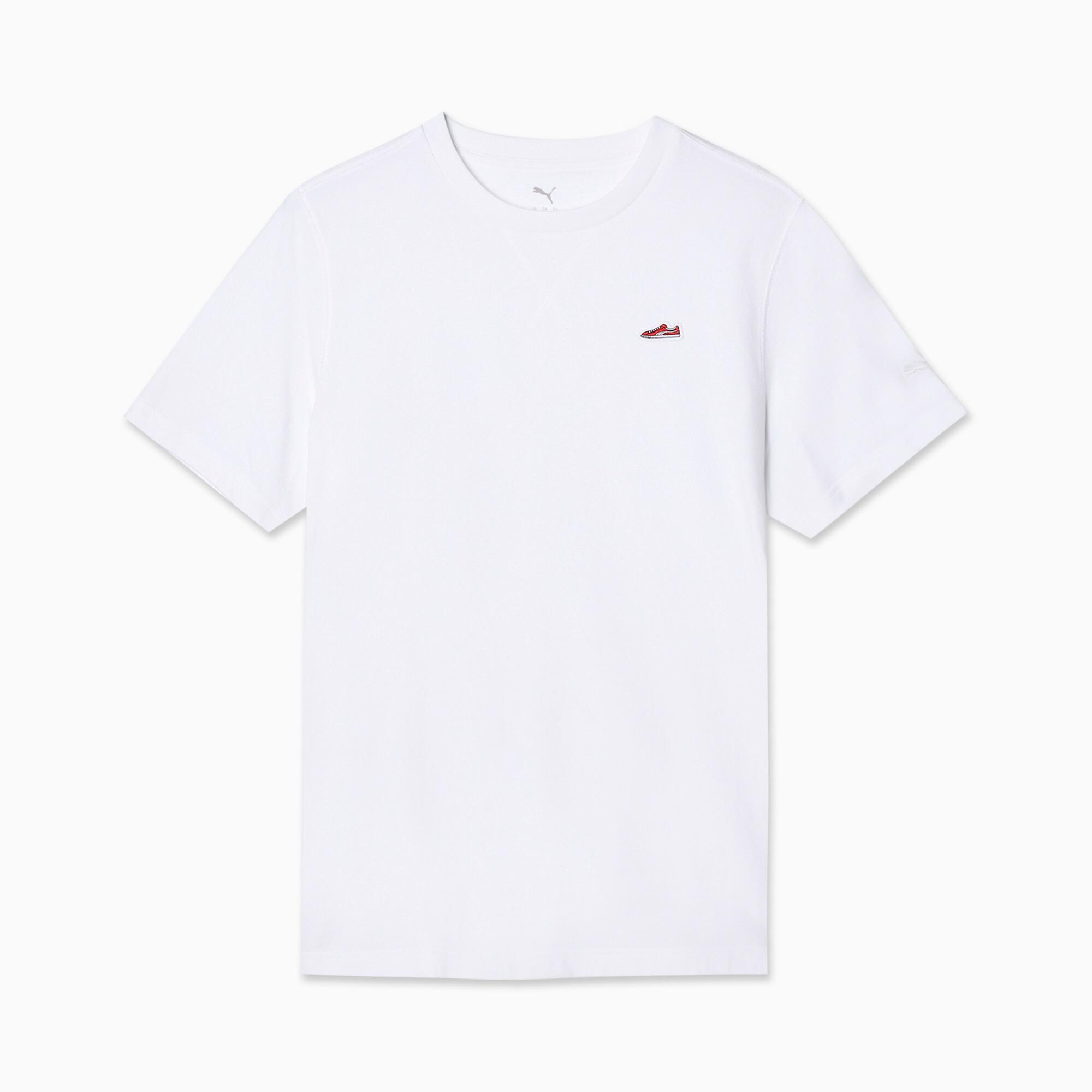 PUMA WARDROBE ESSENTIALS Suede Logo Men's T-Shirt Product Image
