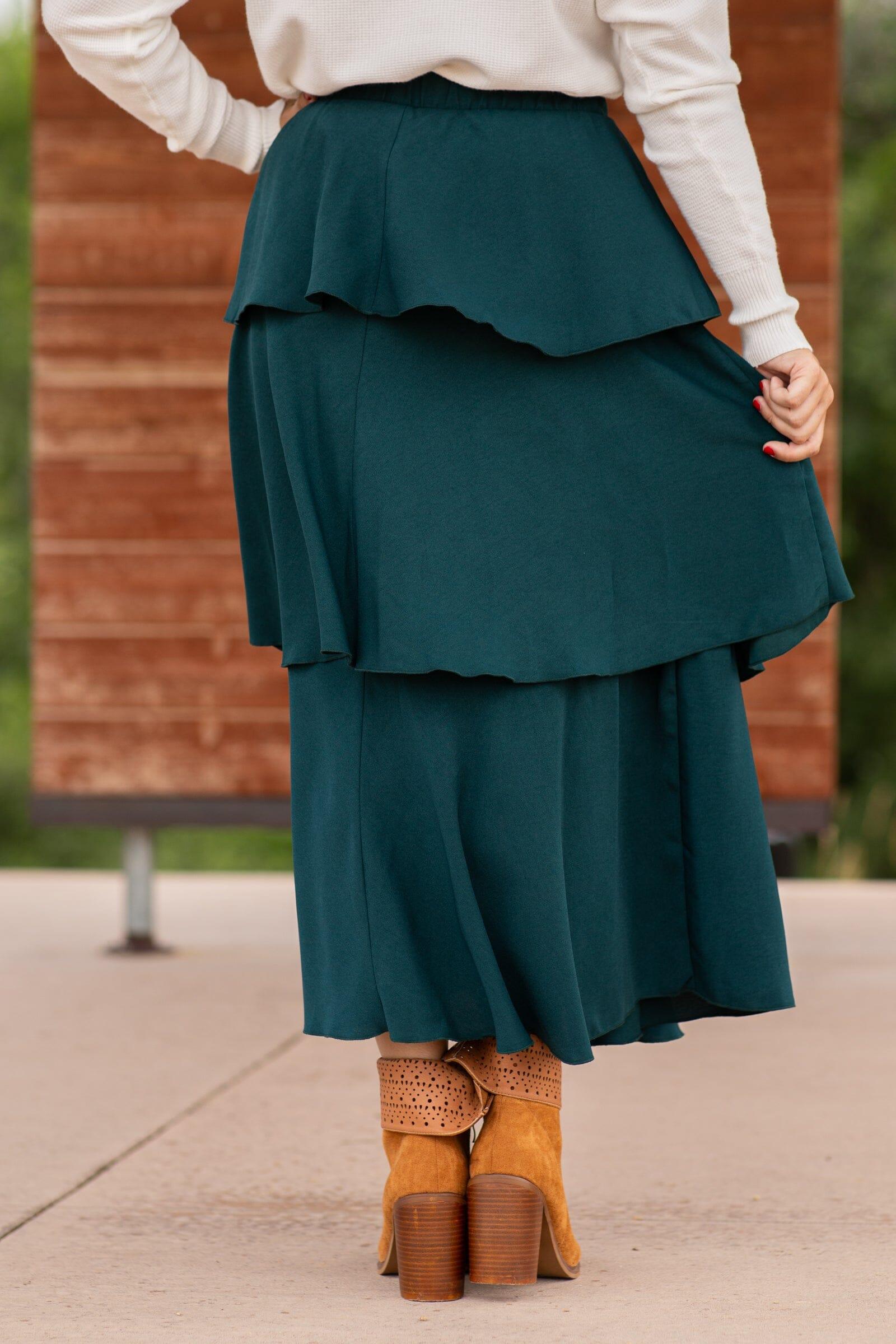 Emerald Elastic Waist Tiered Skirt Product Image