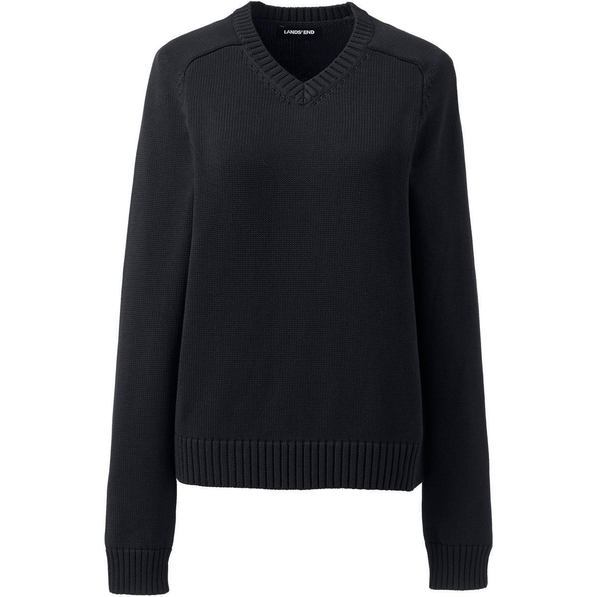 Women's Lands' End Cotton Modal V-Neck Sweater, Size: Large, Green Product Image