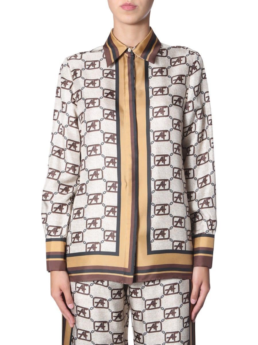 ALBERTA FERRETTI Logo Chain Print Shirt In Beige Product Image