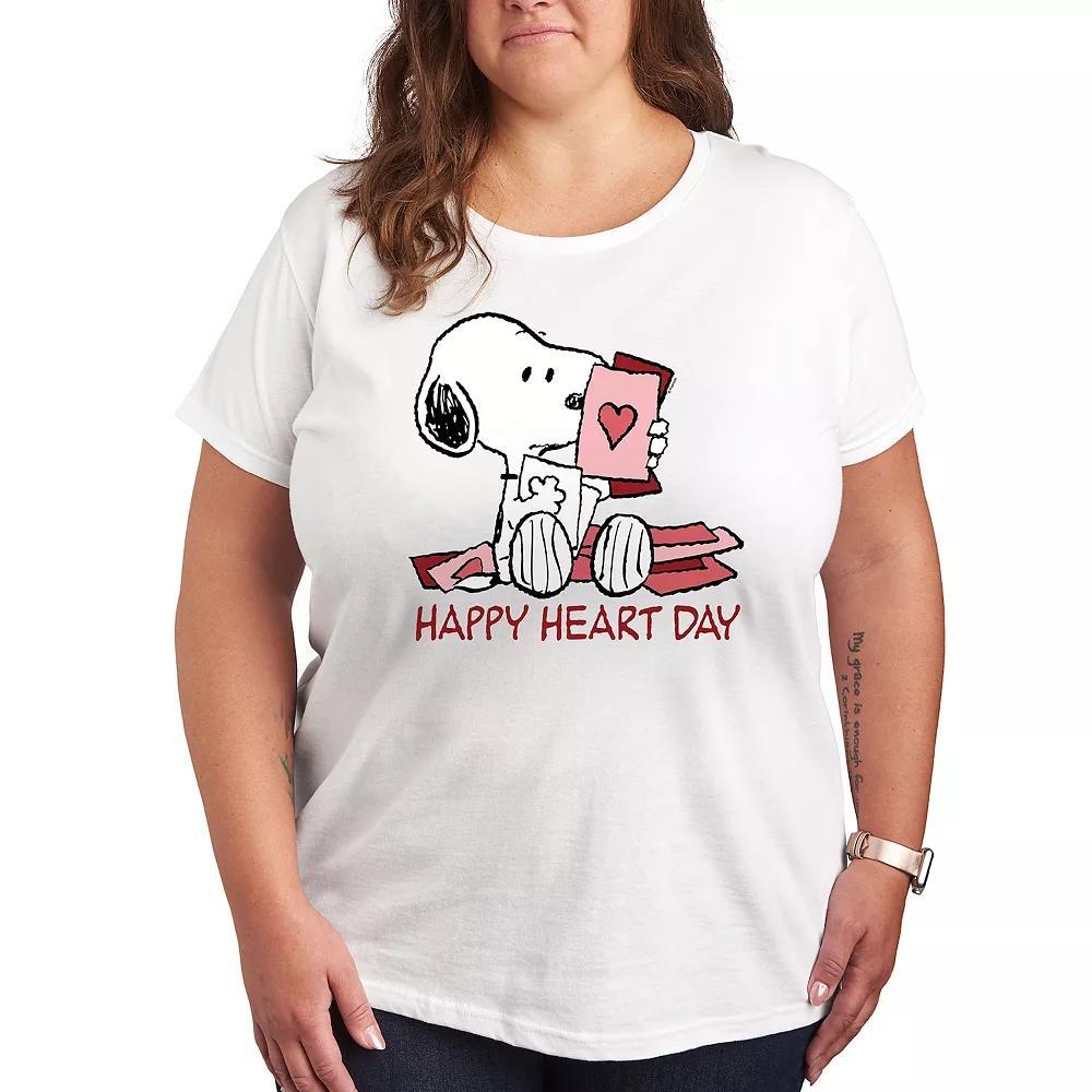 Plus Peanuts Snoopy Happy Heart Day Graphic Tee, Womens Product Image