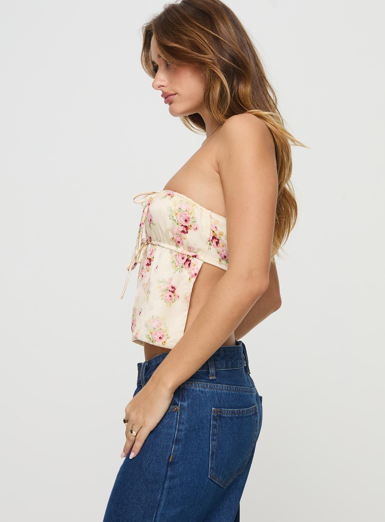 Eithanale Strapless Top Cream / Floral Product Image