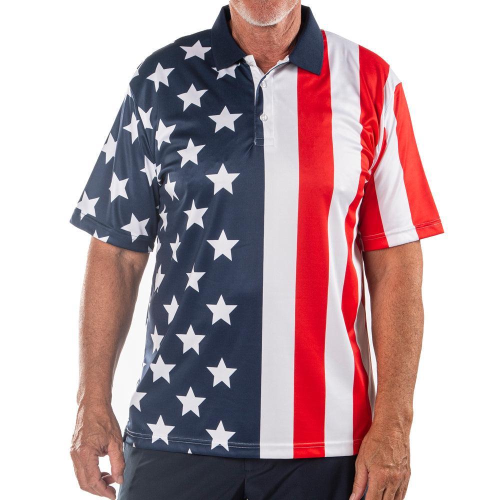 Men's Performance Golf American Flag Shirt Product Image