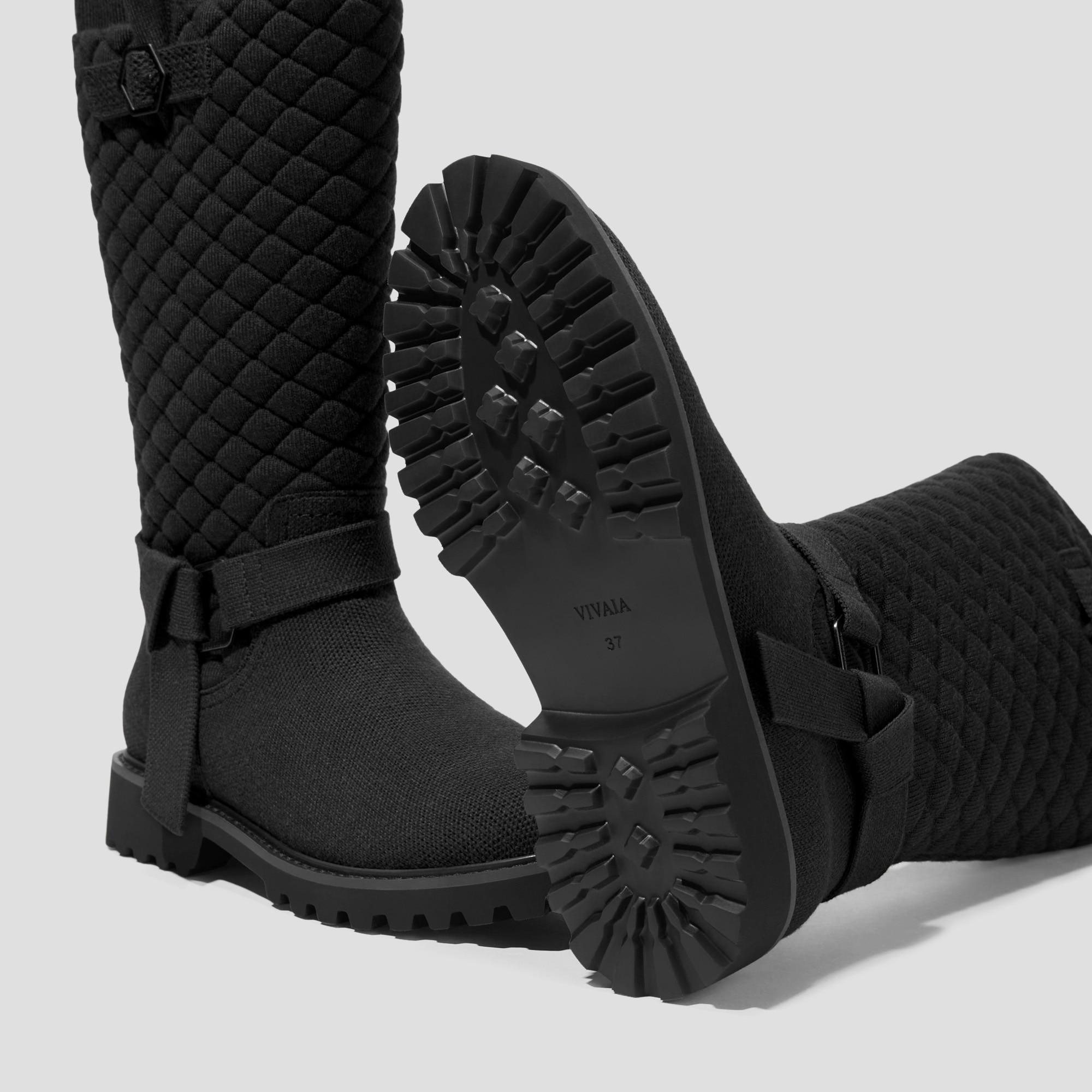 Wool Biker boots with round toe and half-high sole (Faith) Product Image