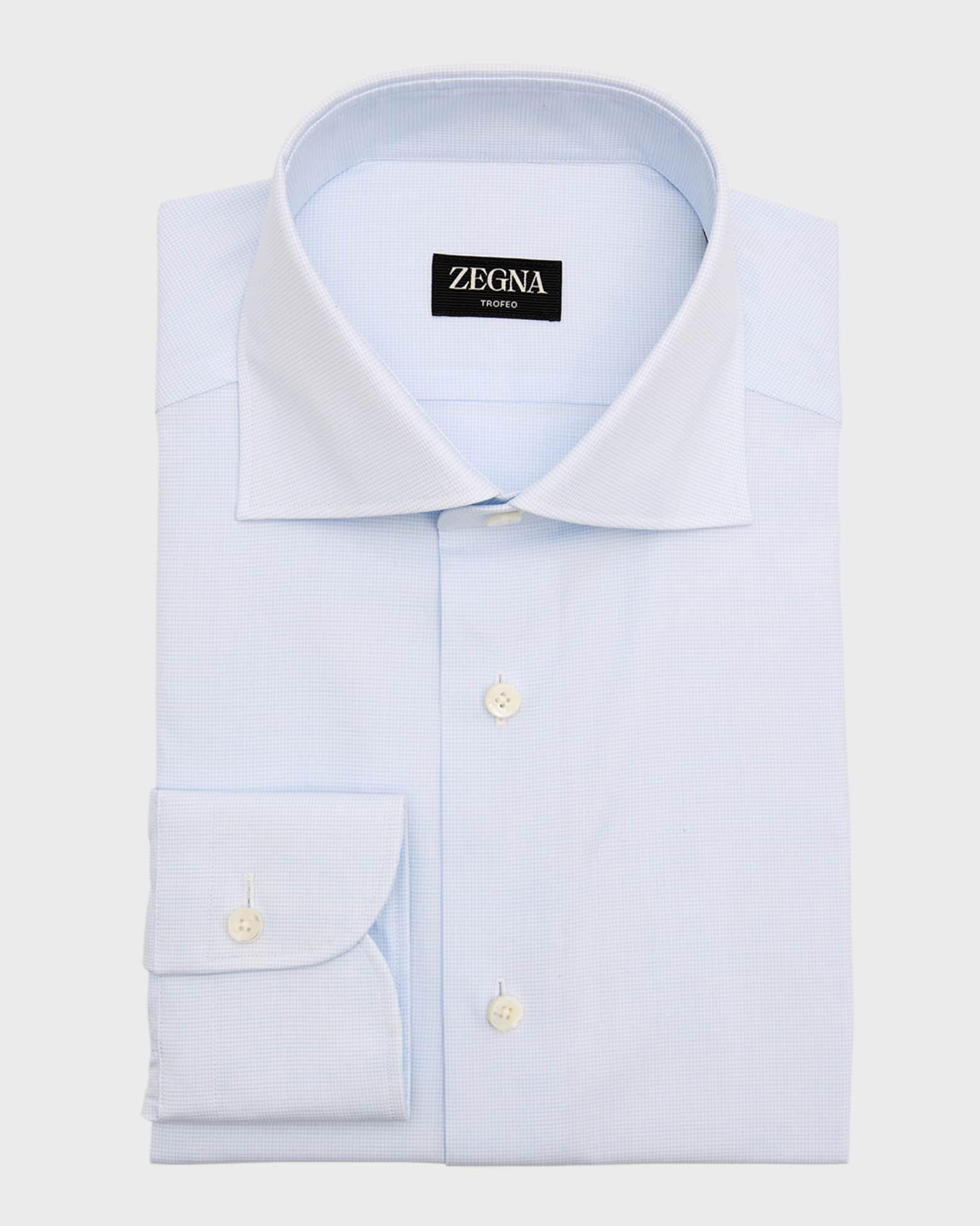Men's Trofeo Cotton Micro-Check Dress Shirt Product Image