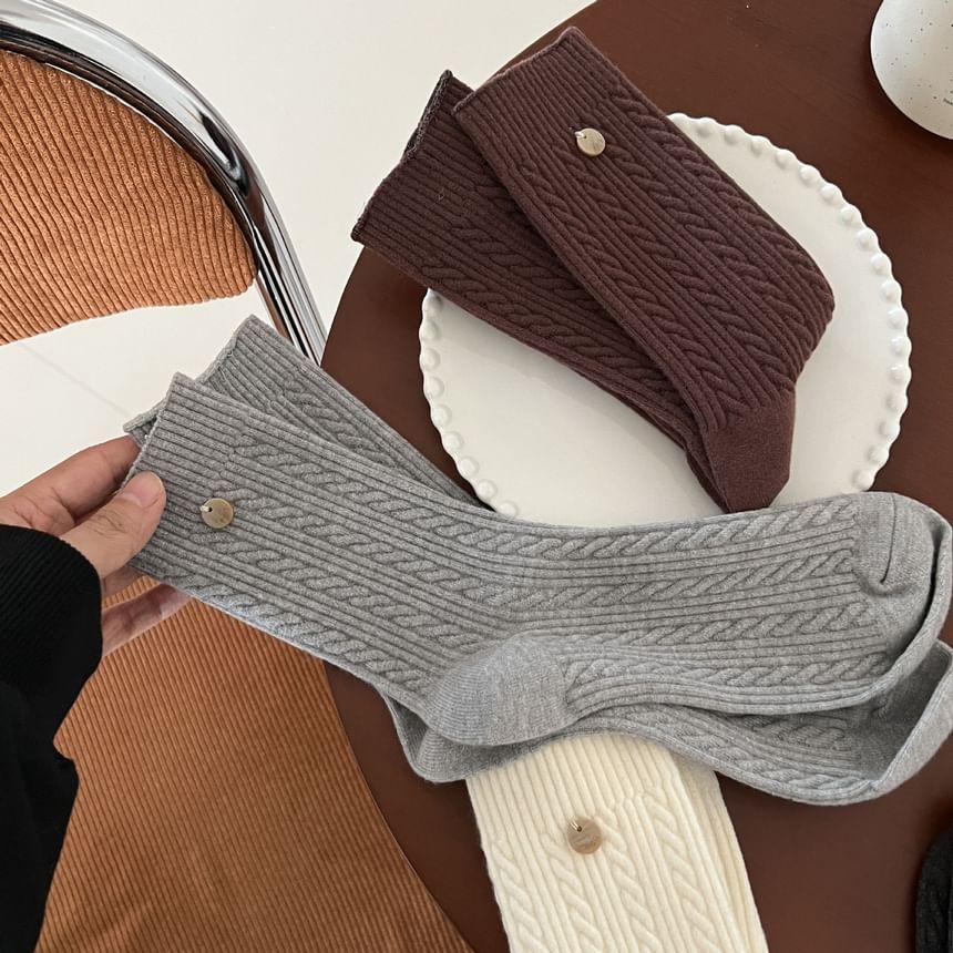 Plain Cable Knit Short Socks Product Image