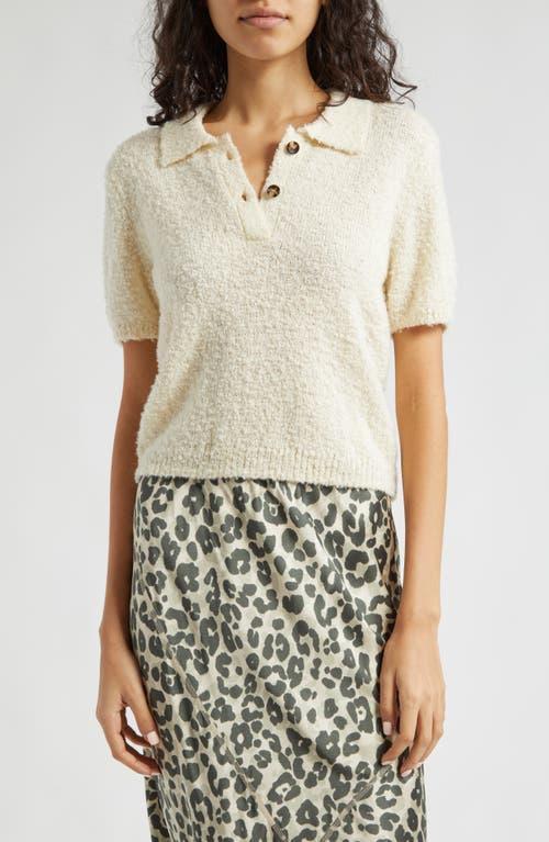 Wool-Blend Boucle Short-Sleeve Polo Sweater Product Image