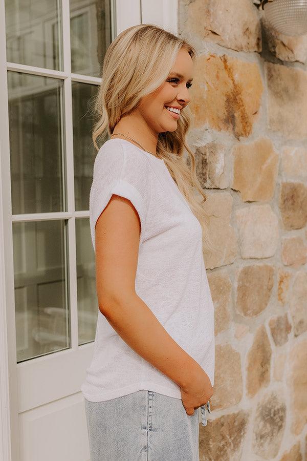 Casual Couture Knit Tee in White Product Image