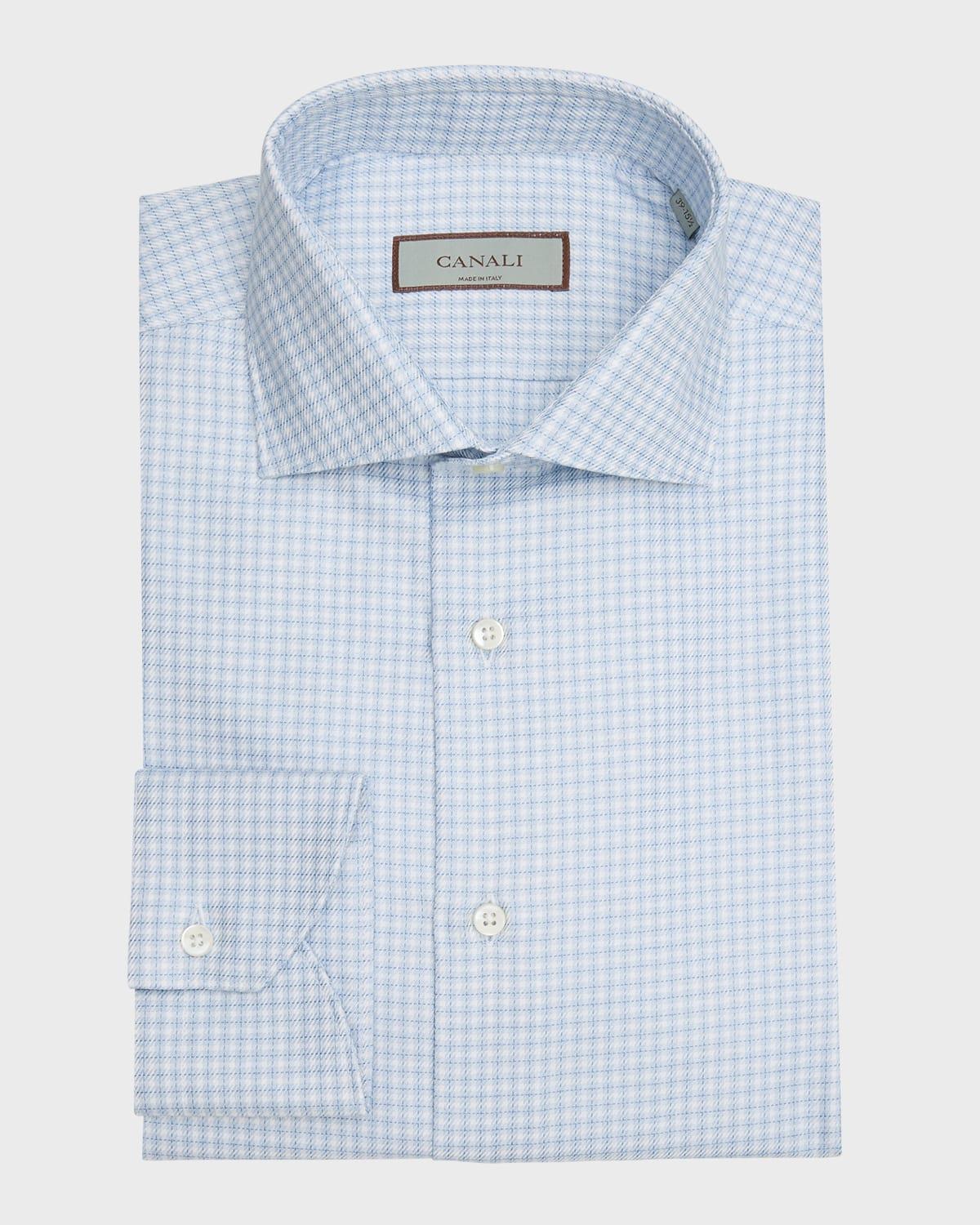 Mens Cotton Micro-Check Dress Shirt Product Image