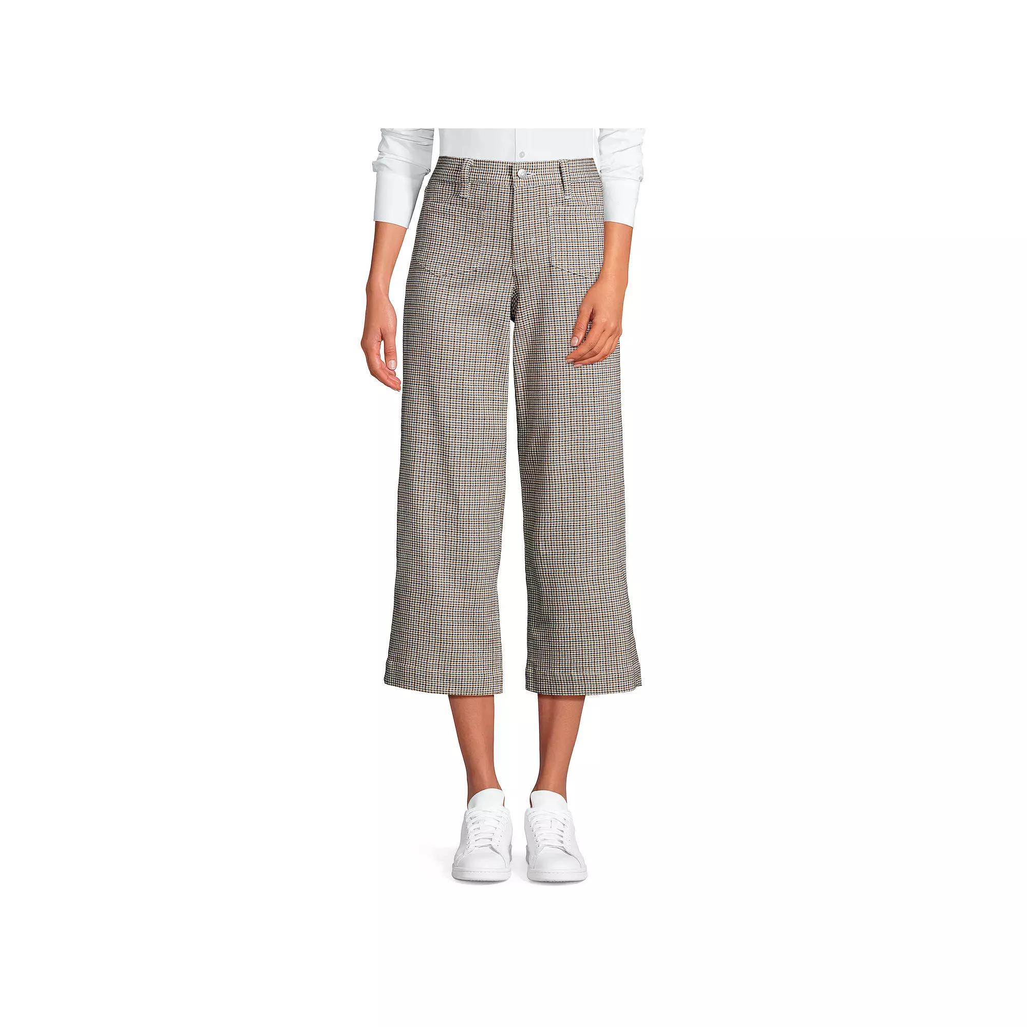 Women's Lands' End High-Rise Wide Leg Crop Pants, Size: 4, Red Houndsto Product Image