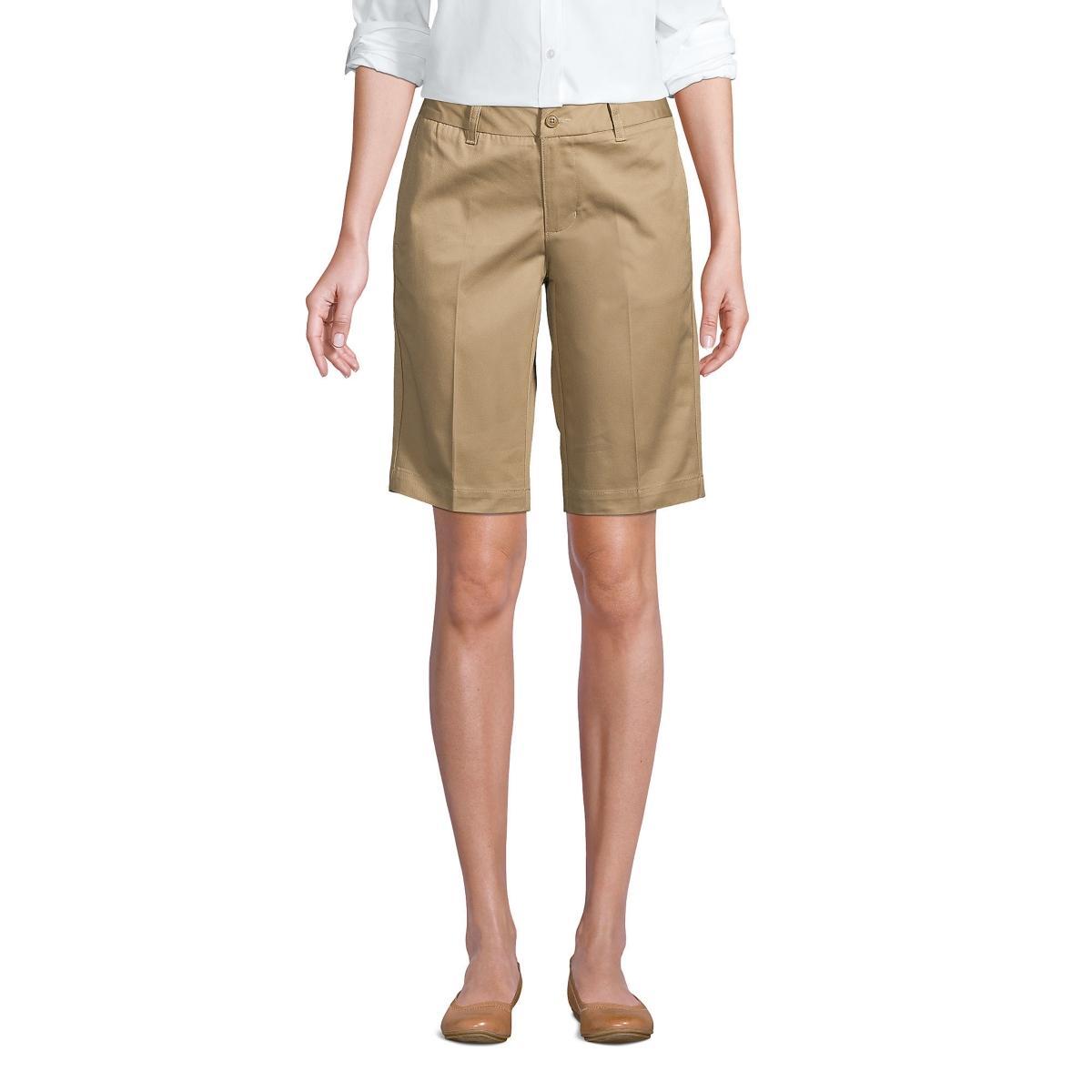 Women's Lands' End Front Blend Chino Shorts, Size: 8, Black Product Image