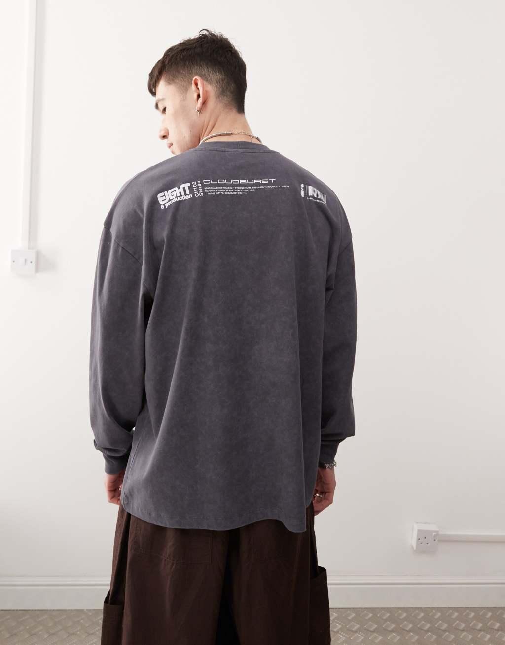 COLLUSION long sleeve t-shirt in washed black with photographic print  Product Image