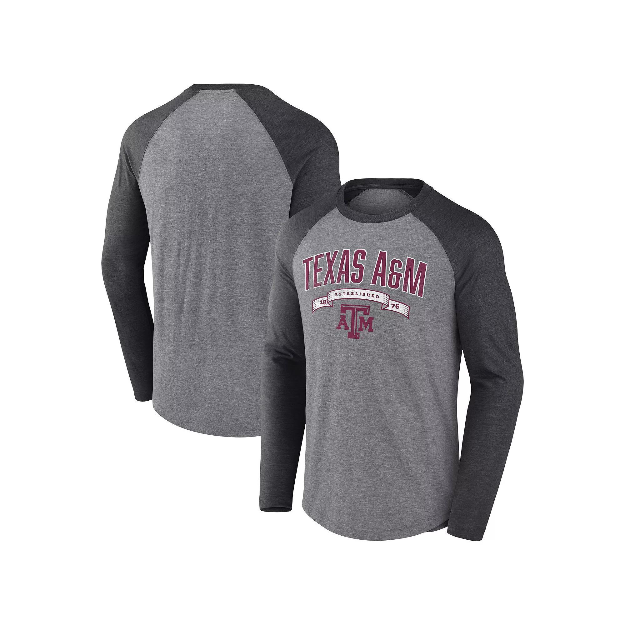 Men's Fanatics Gray Texas A&M Aggies Banner Year Tri-Blend Raglan Long Sleeve T-Shirt, Size: Large, Grey Product Image