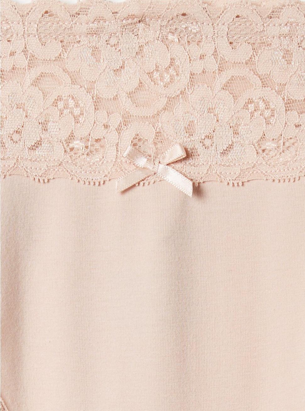 Cotton Mid-Rise Lace Trim Thong Panty Product Image