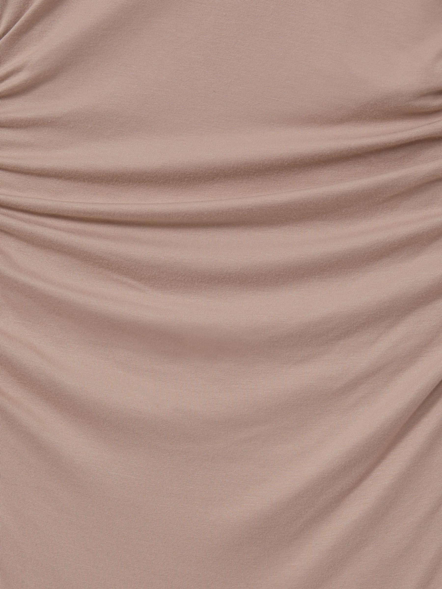 One-Shoulder Ruched-Jersey Midi Dress in Blush Product Image