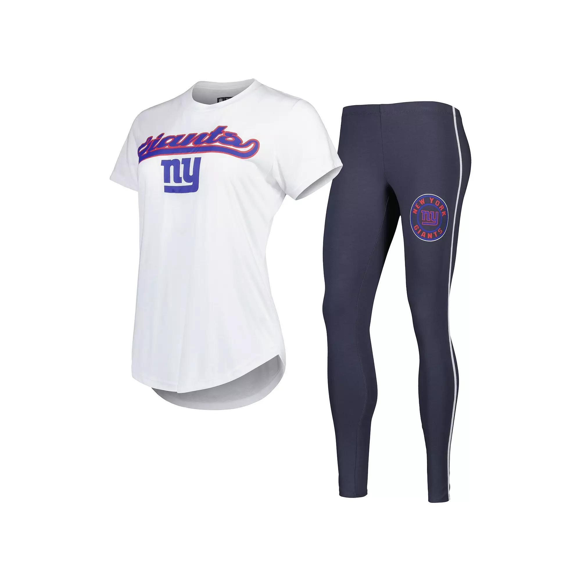 Women's Concepts Sport White/Charcoal New York Giants Sonata T-Shirt & Leggings Sleep Set, Size: Large Product Image
