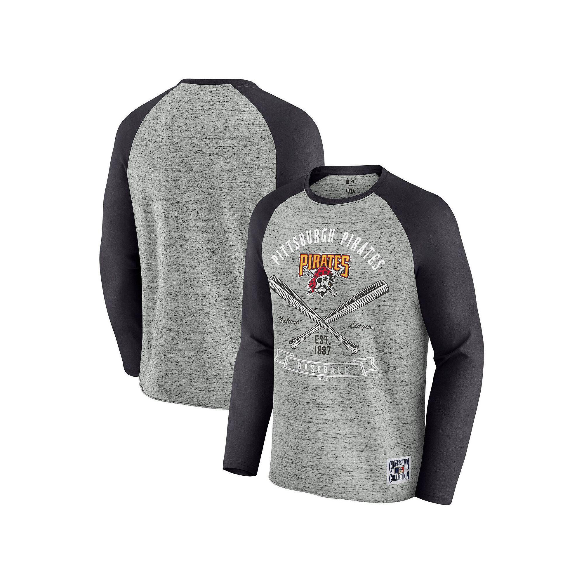 Men's Darius Rucker Collection by Fanatics  Heather Gray San Diego Padres Raw Edge Raglan Long Sleeve Baseball T-Shirt, Size: Large, Grey Product Image