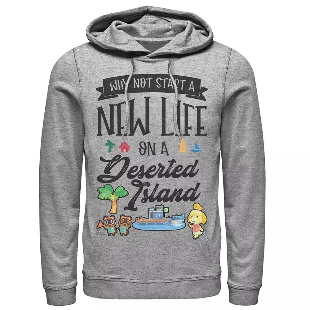 Mens Animal Crossing New Horizons Why Not Start A New Life Hoodie Athletic Grey Product Image