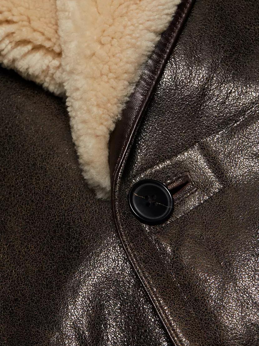 Shearling-Trimmed Leather Cocoon Coat Product Image