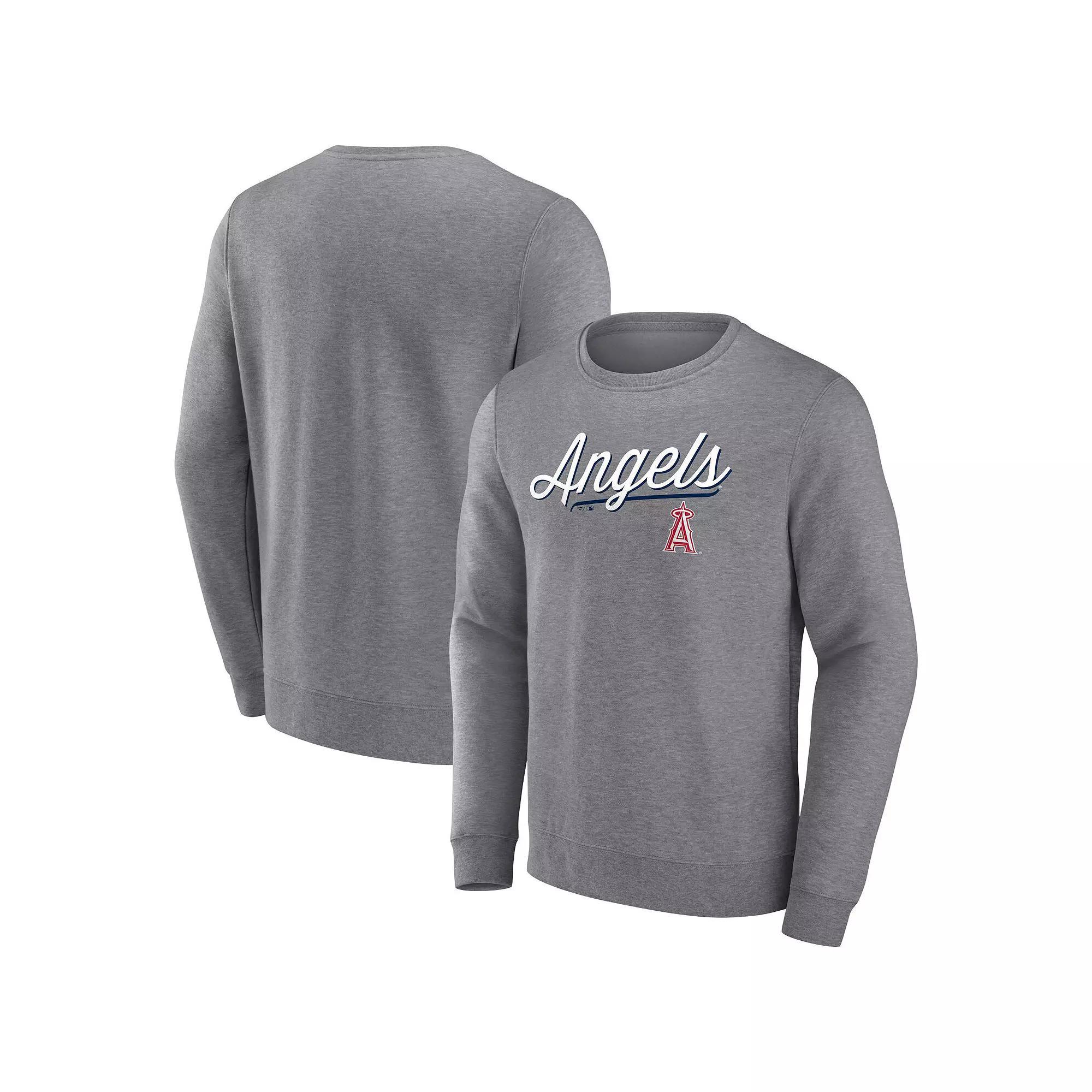 Men's Fanatics Branded Heather Gray Los Angeles Angels Simplicity Pullover Sweatshirt, Size: 4XL, Grey Product Image