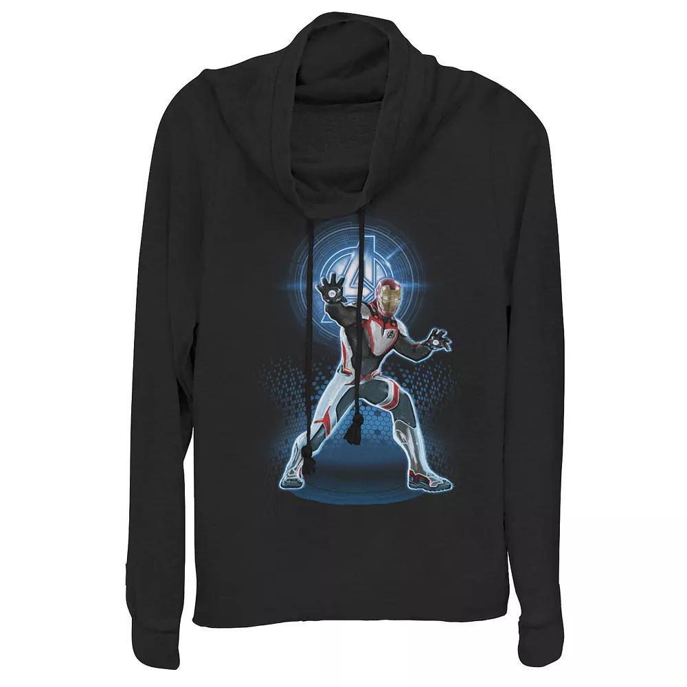 Juniors' Marvel Avengers: Endgame Logo Iron Man Quantum Suit Portrait Cowlneck Graphic Lightweight Long Sleeve, Girl's, Size: XS, Black Product Image