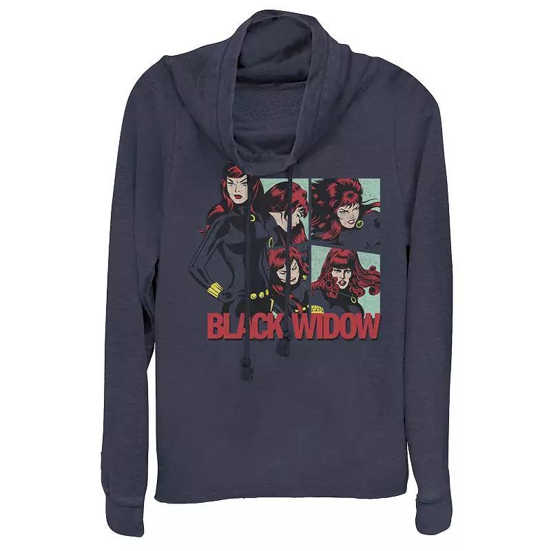 Juniors' Marvel Black Widow Lockup Cowlneck Graphic Lightweight Long Sleeve, Girl's, Size: XL, Blue Product Image