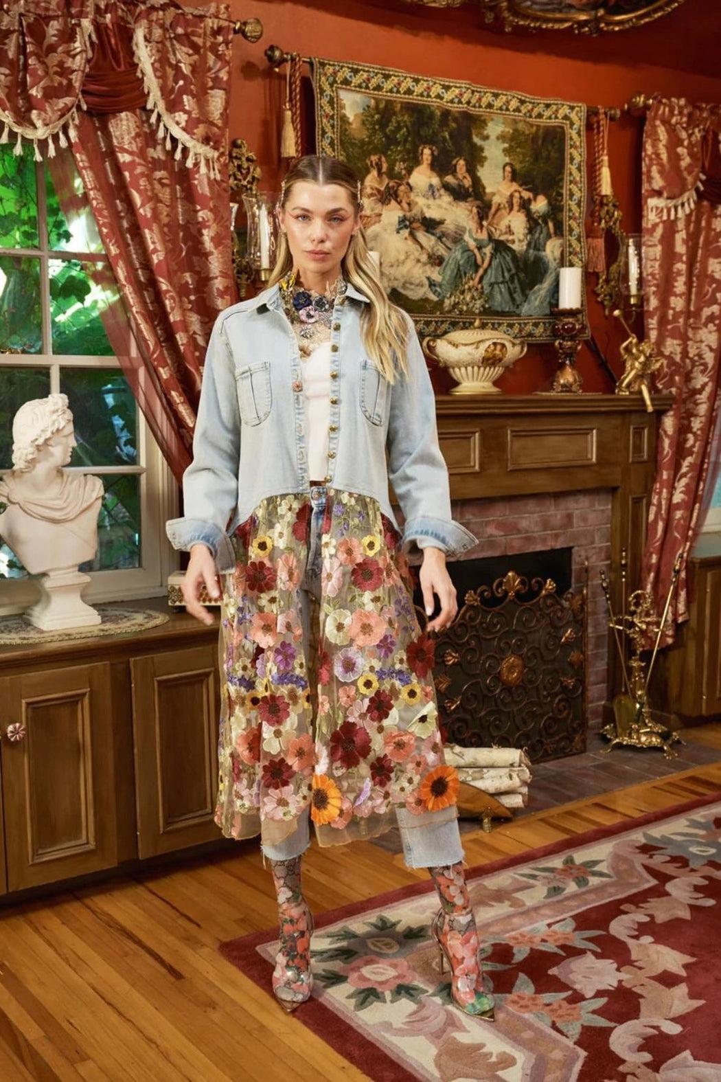 Denim Floral Duster Product Image