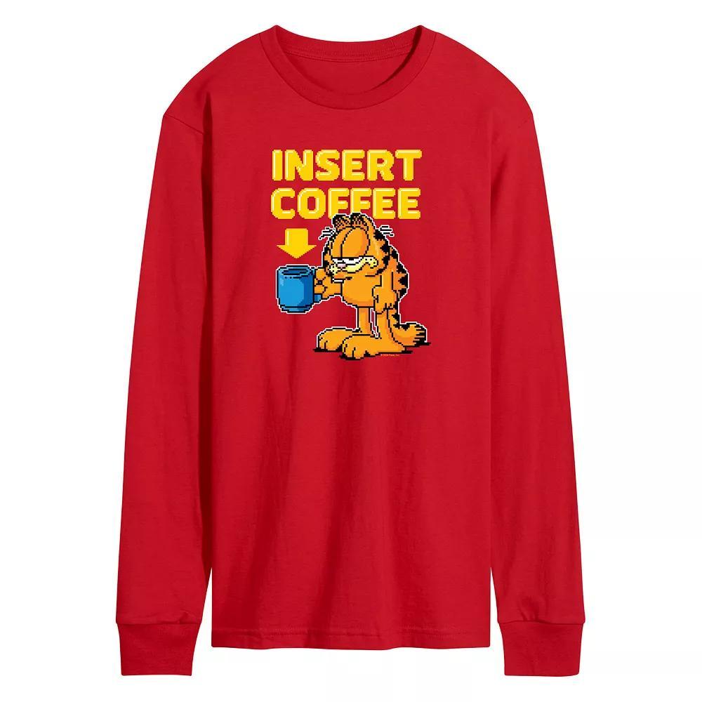 Mens Garfield Coffee Long Sleeve Graphic Tee Blue Product Image