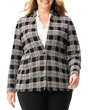 NIC+ZOE Plus Size Perfectly Plaid Knit Blazer Multi) Women's Suits Sets Product Image