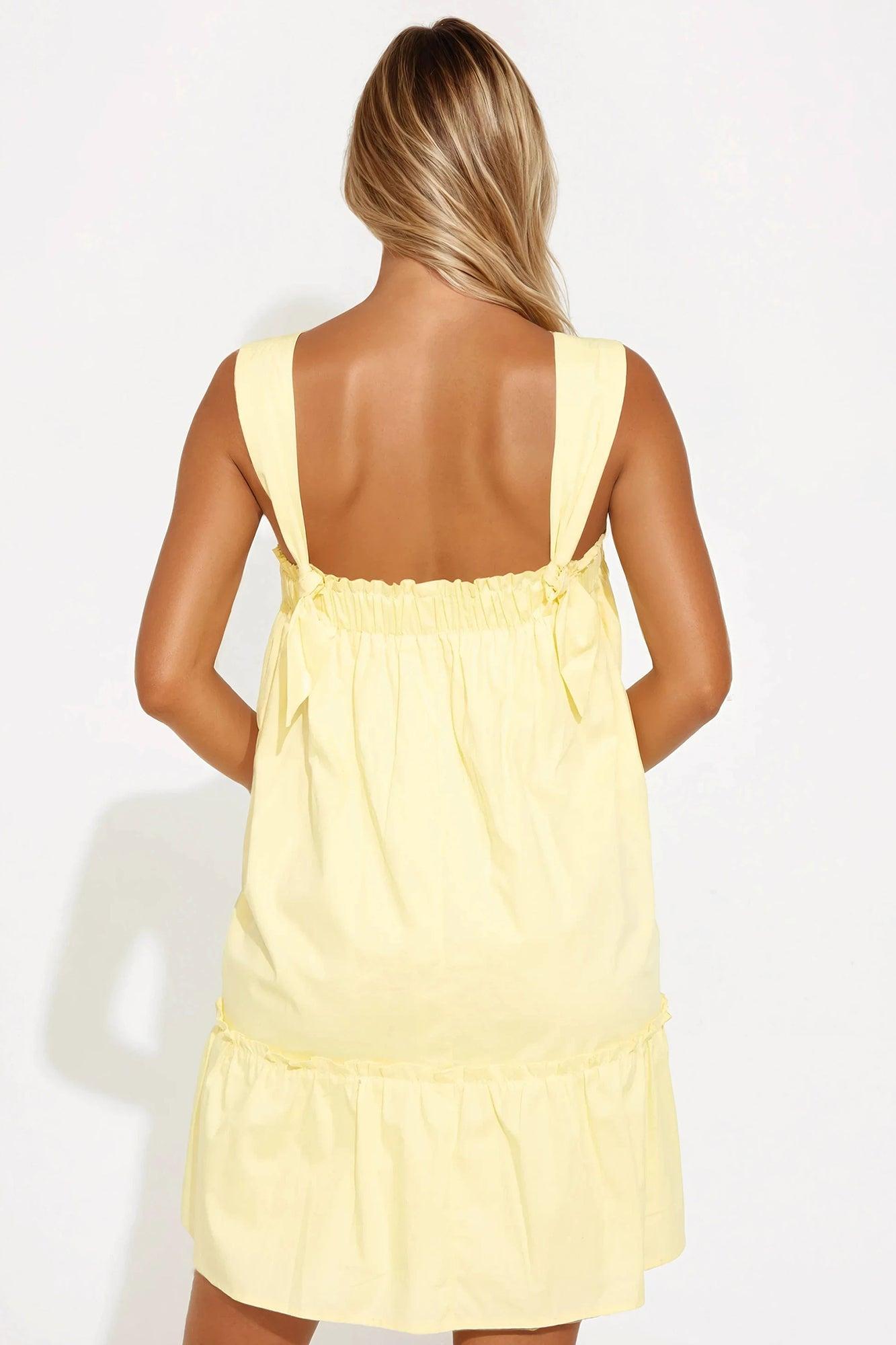 Winona Poplin Babydoll Mini Dress - Butter Yellow Product Image